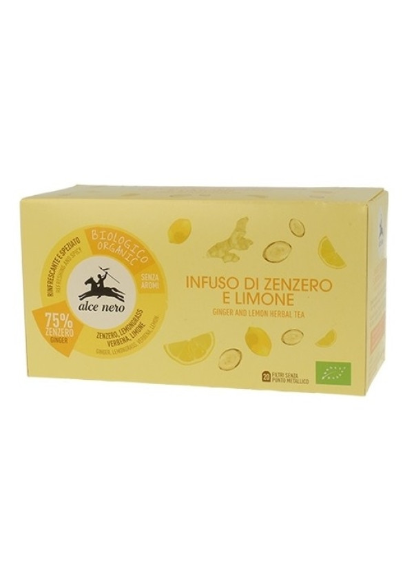Чай от Джинджифил и Лимон Alce Nero 20бр филтърни пакетчета | Ginger and lemon herbal tea Alce Nero 20s tisane