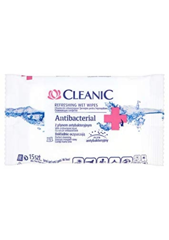 Мокри кърпи Антибактериални 15бр КЛИНИК | Wet wipes Antibacterial 15s CLEANIC