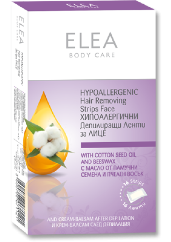 ЕЛЕА Хипоалергични Депилиращи ленти за лице 16бр | ELEA Hypoallergenic Hair removing Face strips 16s