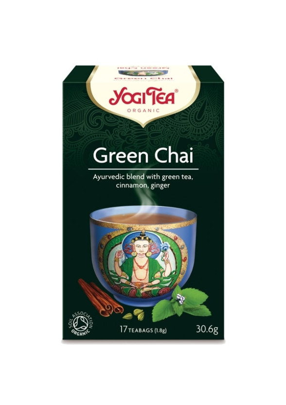 ЙОГИ ОРГАНИК БИО Аюрведичен зелен чай, пакетчета 17бр | YOGI ORGANIC BIO Ayurvedic green tea blend "Green chai" teabags 17s