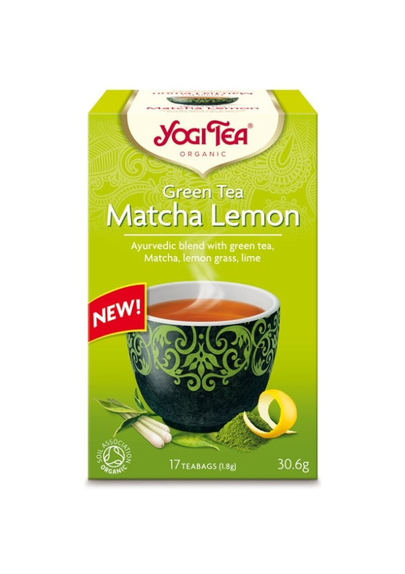 ЙОГИ ОРГАНИК БИО Аюрведичен зелен чай "Матча и Лимон", пакетчета 17бр | YOGI ORGANIC BIO Ayurvedic green tea blend "Matcha Lemon" teabags 17s