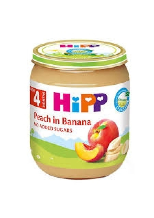 ХИП БИО Пюре Праскови с банани 4+ м 3бр х 125гр. | HIPP BIO Peaches in banana puree 4+ m 3s x 125g