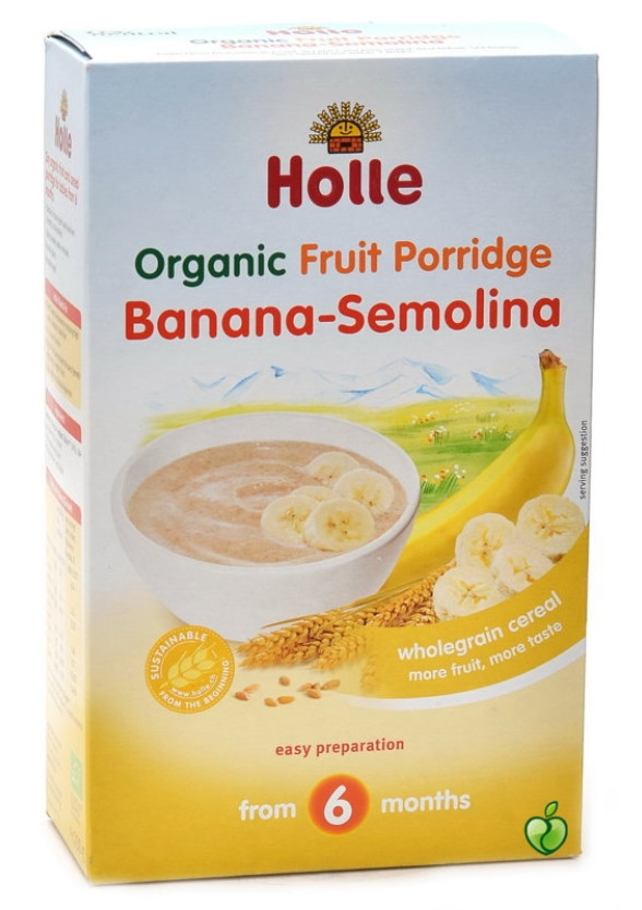 ХОЛЕ ОРГАНИК Безмлечна каша с грис и банан 6+ 250гр | HOLLE ORGANIC Fruit porridge banana-semolina 6+ 250g