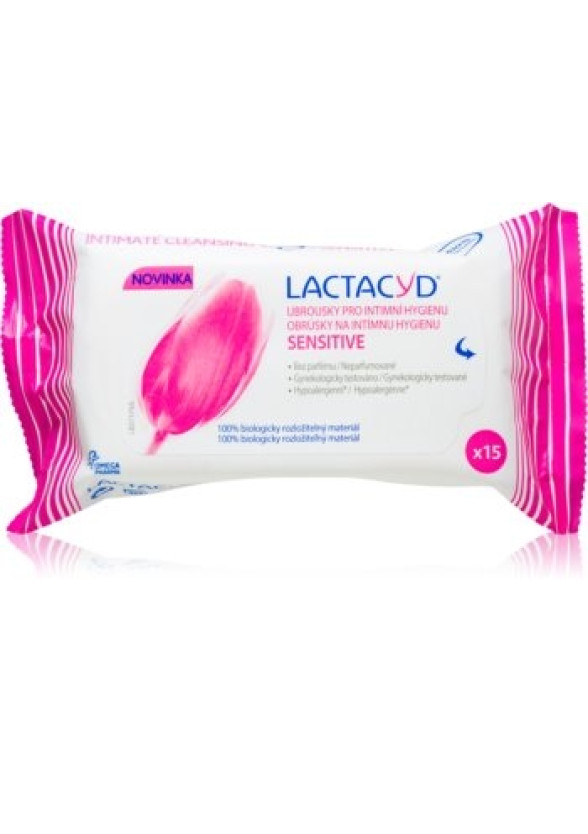 ЛАКТАЦИД Мокри кърпи за интимна хигиена СЕНЗИТИВ 15бр | LACTACYD SENSITIVE Intimate wipes 15s