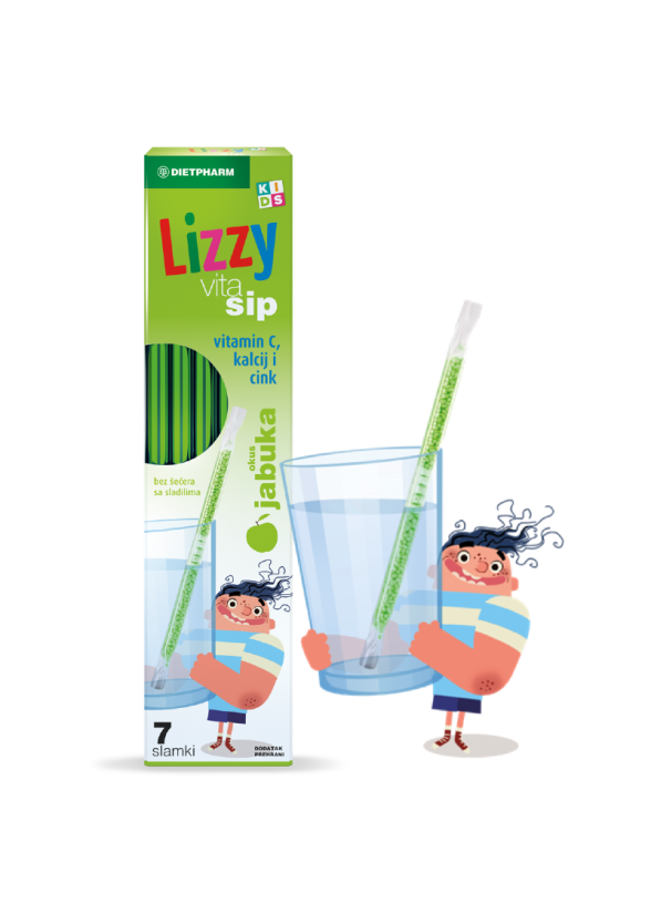 ЛИЗИ ВИТА СИП Сламки с Витамин С, Калций и Цинк за деца 7бр | LIZZY VITA SIP Straws with Vitamin C, Calcium and Zinc for children 7s