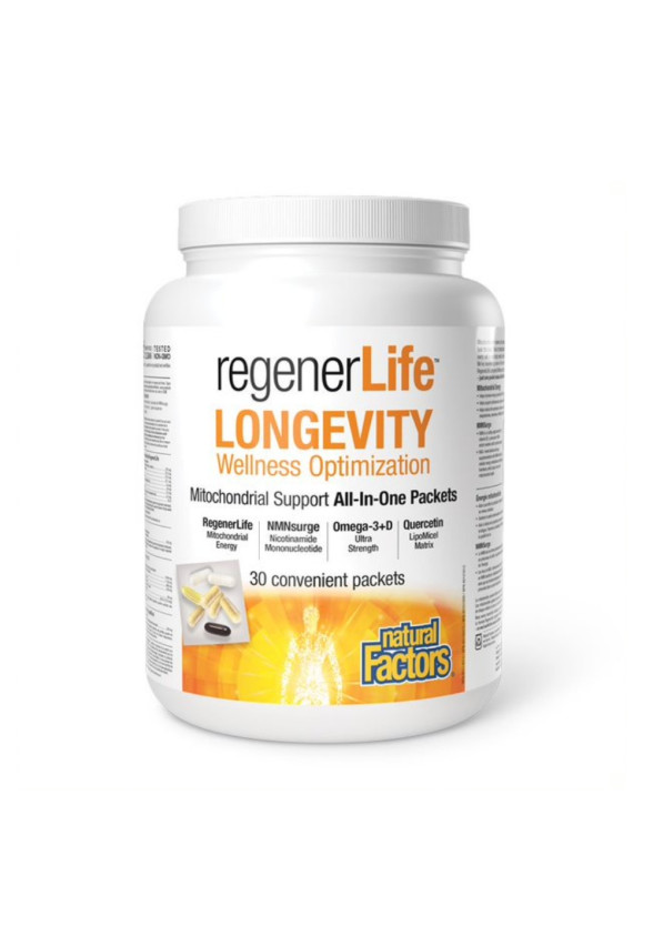 RegenerLife™ Дълголетие 30 дневна програма в подкрепа на клетъчното и митохондриално здраве х 30 дози НАТУРАЛ ФАКТОРС | Regenerlife™ Longevity Wellness Optimization™ х 30 дози NATURAL FACTORS
