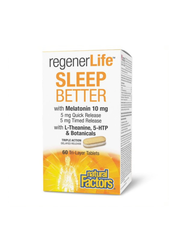 RegenerLife™ Слийп Бетър Формула за добър сън с мелатонин х 60 таблетки НАТУРАЛ ФАКТОРС | Regenerlife™ Sleep Better Formula