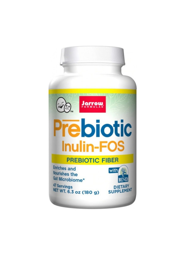 ПРЕБИОТИК ИНУЛИН (Фруктоолигозахариди - пребиотични разтворими фибри) прах 180гр ДЖАРОУ ФОРМУЛАС | Prebiotic Inulin-FOS powder 180s JARROW FORMULAS