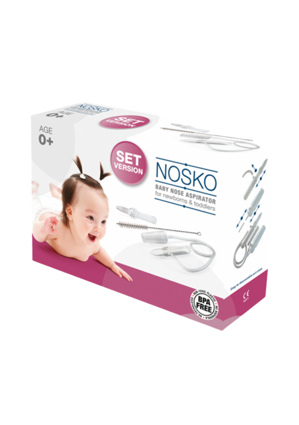 Аспиратор за нос за прахосмукачка с два накрайника и четка НОСКО | NOSKO SET Baby nose aspirator