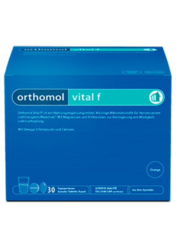 ВИТАЛ Ф За Нея Мултивитамини, минерали и фитонутриенти за жени 30бр. дози ОРТОМОЛ | VITAL F 30s doses ORTHOMOL