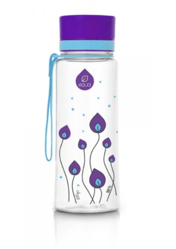 ЕКУА Бутилка без BPA ЛИЛАВИ ЛИСТА 600мл | EQUA Eco bottle BPA free PURPLE LEAVES 600ml