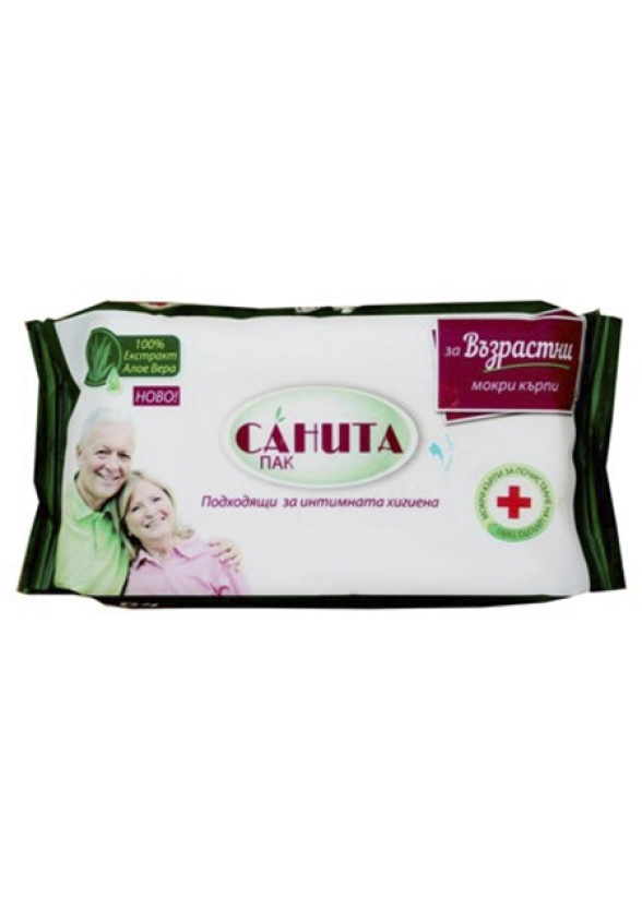 Мокри кърпи за възрастни с Алое вера 64бр САНИТА | Wet wipes Elderly intimate care with Aloe vera  64s SANITA
