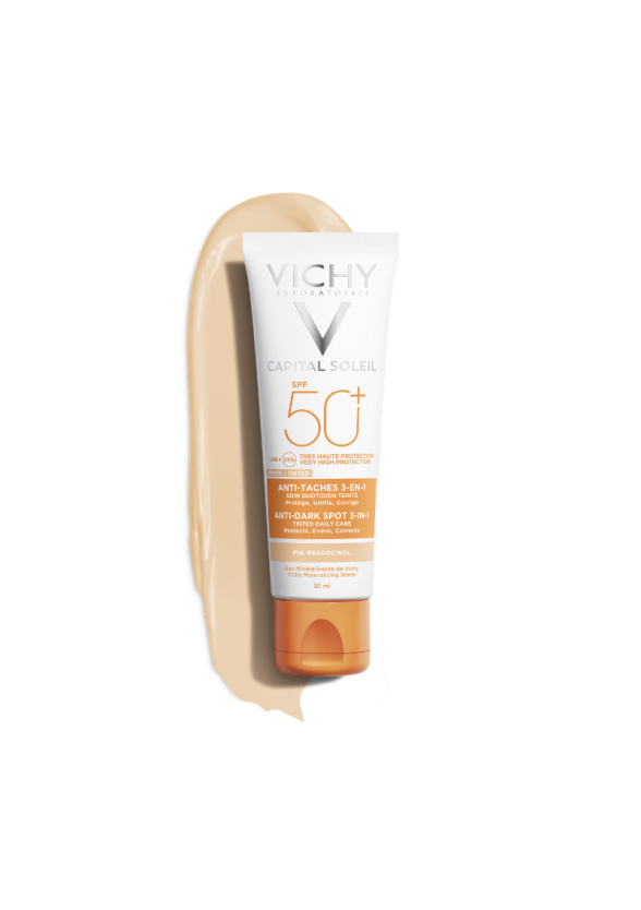 ВИШИ КАПИТАЛ СОЛЕЙЛ Слънцезащитен крем за лице против пигментни петна SPF 50+ 50мл | VICHY CAPITAL SOLEIL Tinted velvety face sun cream SPF 50+ 50ml