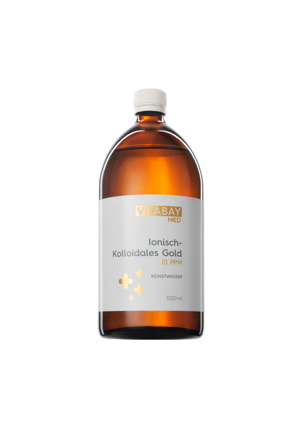MED колоидно злато 10 PPM – силно концентрирано (степен на чистота 99,99%) х 500 мл Витабей | MED Kolloidales Gold 10 PPM - hoch konzentriert (Reinheitsstufe 99,99%) x 500 ml Vitabay