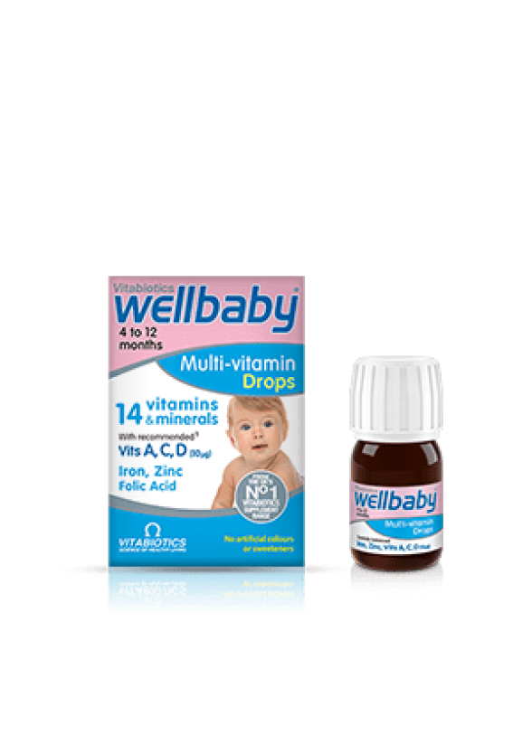 УЕЛБЕЙБИ Мултивитаминни капки за бебета 30мл ВИТАБИОТИКС | WELLBABY Multivitamin drops for babies 30ml VITABIOTICS