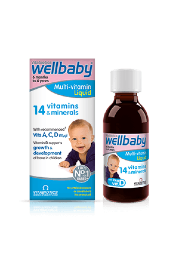 УЕЛБЕЙБИ Мултивитаминен сироп за бебета и подрастващи 150мл ВИТАБИОТИКС | WELLBABY Multivitamin liquid for babies and toddlers 150ml VITABIOTICS
