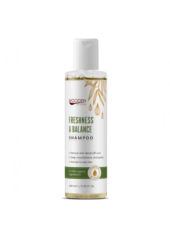 УДЪН СПУУН Шампоан за мазна коса Freshness & Balance 200мл | WOODEN SPOON Freshness & Balance Shampoo for oily hair 200ml