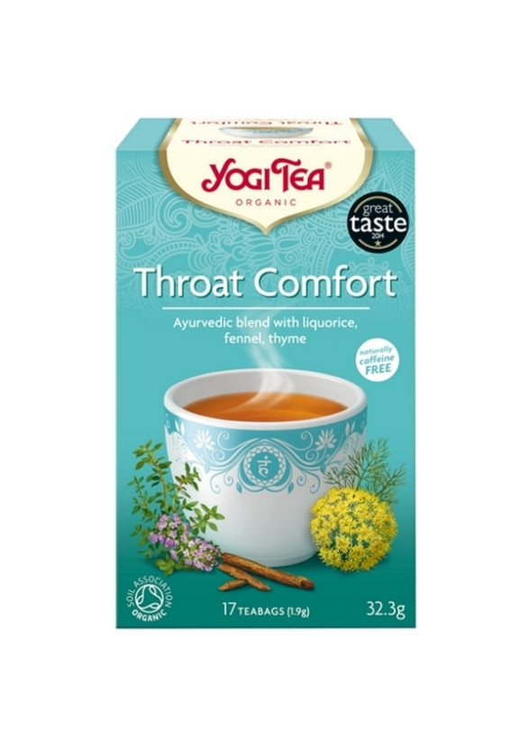 ЙОГИ ОРГАНИК БИО Аюрведичен чай "Здраво Гърло", пакетчета 17бр | YOGI ORGANIC BIO Ayurvedic tea blend "Throat comfort" teabags 17s