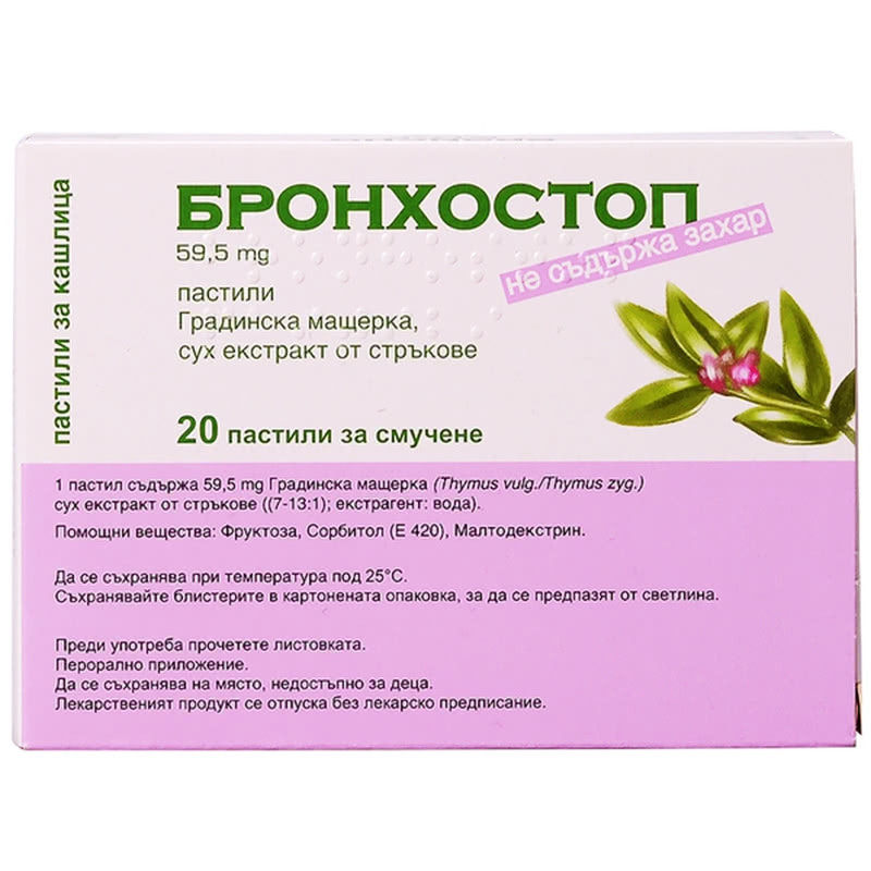 БРОНХОСТОП пастили 20бр. | BRONCHOSTOP pastilles 20s | AptekaBG.com