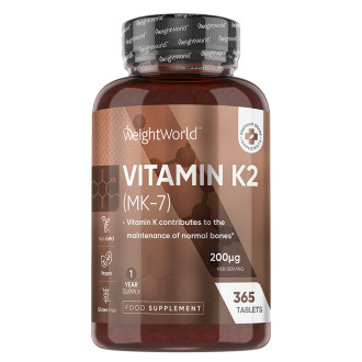 Витамин К2 200 µg х 400 таблетки, с вкус на лимон УЕЙТ УЪРЛД | Vitamin K2 (MK-7) x 400 tabs WEIGHT WORLD