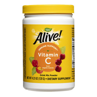 АЛАЙВ Витамин Ц 500мг от ацерола на прах 120гр пудра НЕЙЧЪР'С УЕЙ | ALIVE Vitamin C 500mg from acerola 120g powder NATURE'S WAY