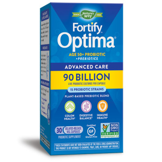 Фортифай™ Оптима® Адванс Кеър 50+ 15 щама, 90 млрд. активни пробиотици+пребиотици капсули x 30 бр. НЕЙЧЪР'С УЕЙ | Fortify™ Optima® Probiotic Advanced Care 50+ caps x 30s Nature’s Way 
