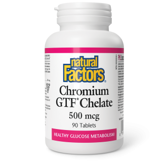 Хром GTF* (хелат) x 90 таблетки НАТУРАЛ ФАКТОРС | Chromium GTF* Chelate 500 µg x 90 tabs NATURAL FACTORS
