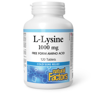 Л-Лизин 1000 mg x 120 таблетки НАТУРАЛ ФАКТОРС | L-Lysine x 120 tabs NATURAL FACTORS