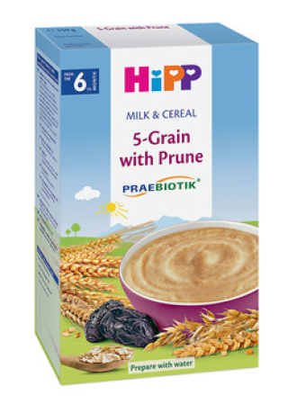 ХИП ПРЕБИОТИК® Млечна каша 5 зърна със сливи 6+ м. 250гр. | HIPP PREBIOTIC® Milk mash 5 grains with plum 6+ m 250g