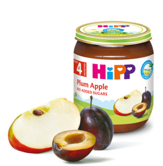 ХИП БИО Пюре Сливи и ябълки 4+ м. 3бр х 125гр. | HIPP BIO Plum and apple puree 4+ m 3s x 125g