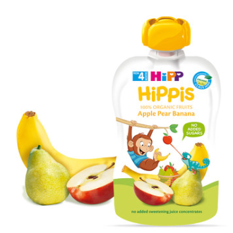 ХИП ХИПИС ПЛОДОВА ЗАКУСКА ябълка, круша и банан 4+ м. 3бр х 100гр. | HIPP HIPPIS BIO apple, pear and banana fine puree 4+ m  3s x 100g