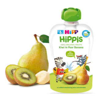ХИП ХИПИС БИО ПЛОДОВА ЗАКУСКА с круша, банан и киви 6+ м. 3 х 100гр. | HIPP HIPPIS BIO pear, banana and kiwi fine puree 6+ m 3s x100g
