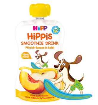 ХИП ХИПИС БИО Смути напитка праскова, банан и ябълка 12+ м.  3бр х 120гр. | HIPP HIPPIS BIO Smoothie drink peach banana and apple 12+ m  3s x 120g