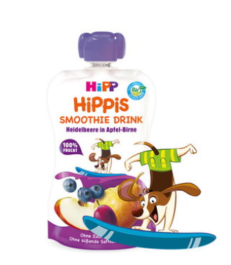 ХИП ХИПИС БИО Смути напитка ябълка и круша с боровинки 12+м 3бр х  120гр. | HIPP HIPPIS BIO Smoothie drink apple pear and blackberries 12+ m  3s x 120g