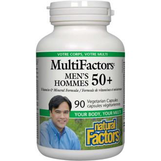 МУЛТИФАКТОРС Витамини и минерали ЗА МЪЖЕ 50+ капсули 90бр НАТУРАЛ ФАКТОРС | MULTIFACTORS Vitamins and minrals FOR MEN 50+ veggie caps NATURAL FACTORS 