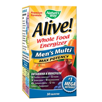 АЛАЙВ Мултивитамини за мъже 30 таблетки НЕЙЧЪР'С УЕЙ | ALIVE Multivitamins Max Potency Men's Multi 30 tabs NATURE'S WAY