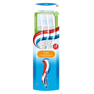 АКВАФРЕШ Четки за зъби 3 броя ТРИО ПАК ФЛЕКС медиум | AQUAFRESH Toothbrush TRIO PACK FLEX medium