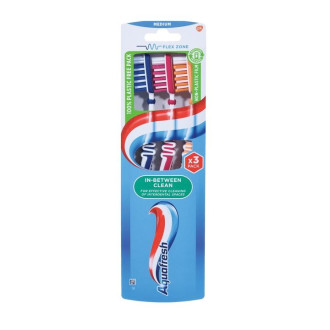 АКВАФРЕШ Четки за зъби с гъвкави връхчета 3 броя TRIO PACK IN-BETWEEN CLEAN медиум | AQUAFRESH Toothbrush TRIO PACK IN-BETWEEN CLEAN medium
