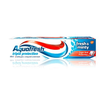 АКВАФРЕШ ТРИПЪЛ ПРОТЕКШЪН Паста за зъби ФРЕШ & МИНТИ синя 100мл | AQUAFRESH TRIPLE PROTECTION Toothpaste FRESH & MINTY 100ml 