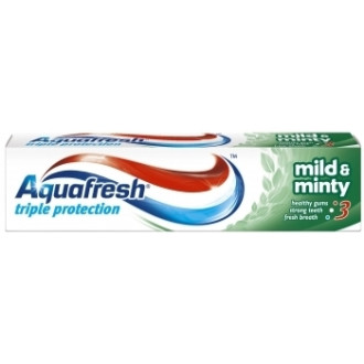 АКВАФРЕШ ТРИПЪЛ ПРОТЕКШЪН Паста за зъби МАЙЛД & МИНТИ зелена 75мл | AQUAFRESH TRIPLE PROTECTION Toothpaste MILD & MINTY 75ml 