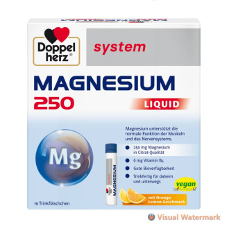 МАГНЕЗИЙ 250мг + Витамин Б6 х 10 флакона (течни дози) ДОПЕЛХЕРЦ СИСТЕМ | MAGNESIUM 250 x 10 liquid doses DOPPELHERZ SYSTEM