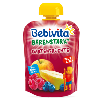 БЕБИВИТА Плодова закуска Градински плодове 1г.+ 3бр х 90гр. | BEBIVITA Garden fruits Snack pouch 1+ 3s x 90g