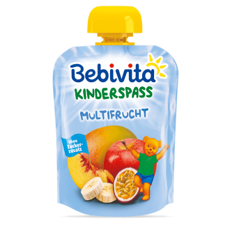 БЕБИВИТА Плодова закуска Мултиплод 1г.+ 3бр х 90гр. | BEBIVITA Multifruit Snack pouch 1+ 3s x 90g