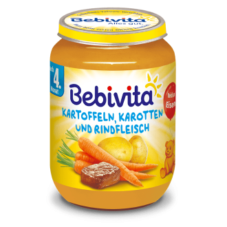 БЕБИВИТА Картофи и моркови с телешко месо 4+ м. 190гр. | BEBIVITA Potatoes and carrots with beef 4+ 190g
