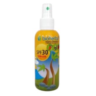 БИОХЕРБА Слънцезащитно олио спрей с масла от малина, морков и кокос SPF30 150мл | BIOHERBA Sunscreen oil spray with raspberry, carrot and coconut oils SPF30 150ml
