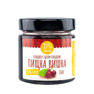 Натурално сладко от ПИЩНА ВИШНА 260гр х 3 буркана ТРИ ЛЪЖИЦИ | Bulgarian Sour Cherry jam jar 260g x 3s THREE SPOONS