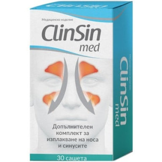 КЛИНСИН МЕД дози за промивка на носа за ВЪЗРАСТНИ 30бр НАТУРПРОДУКТ / ClinSin Med powdered doses for nasal washing for ADULTS 30s