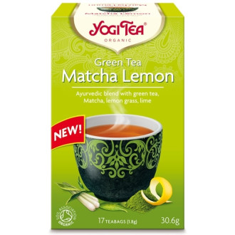 ЙОГИ ОРГАНИК БИО Аюрведичен зелен чай "Матча и Лимон", пакетчета 17бр | YOGI ORGANIC BIO Ayurvedic green tea blend "Matcha Lemon" teabags 17s