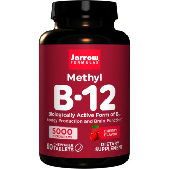 ВИТАМИН Б-12 МЕТИЛКОБАЛАМИН 5000мкг дъвчащи таблетки 60бр ДЖАРОУ ФОРМУЛАС | Vitamin B-12 Methylcobalamin 5000mcg chewable tablets 60s JARROW FORMULAS