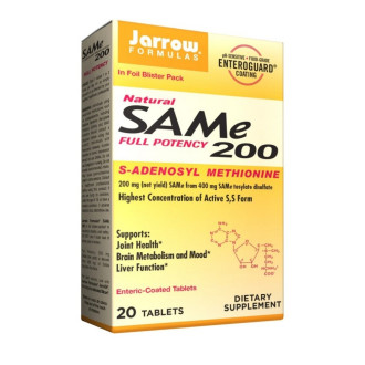 САМе (S-аденозил-L-метионин) 200мг х 20 таблетки ДЖАРОУ ФОРМУЛАС | SAMe 200mg tablets 20s JARROW FORMULAS